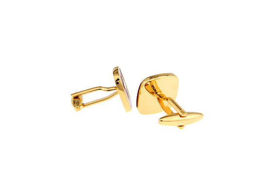 gold cross cufflinks side view bullet back