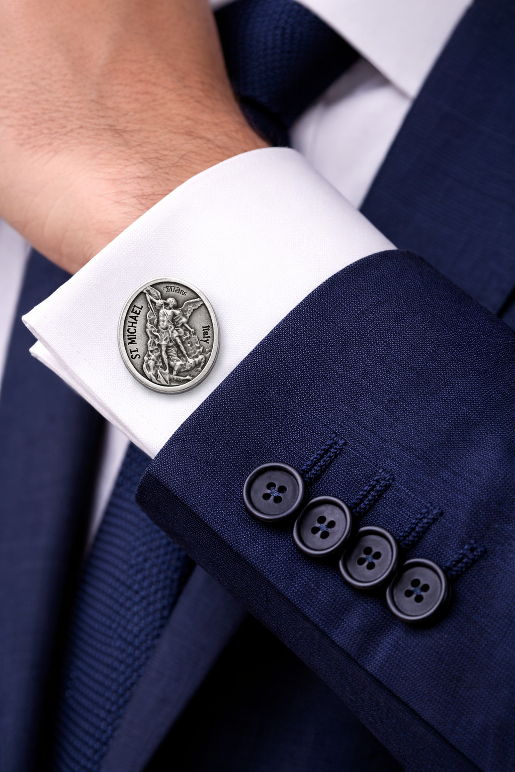 Saint Michael protector cufflinks for Christian men