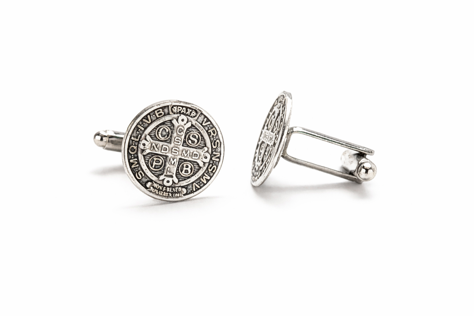 Catholic St. Benedict cross cufflinks for men formal wear