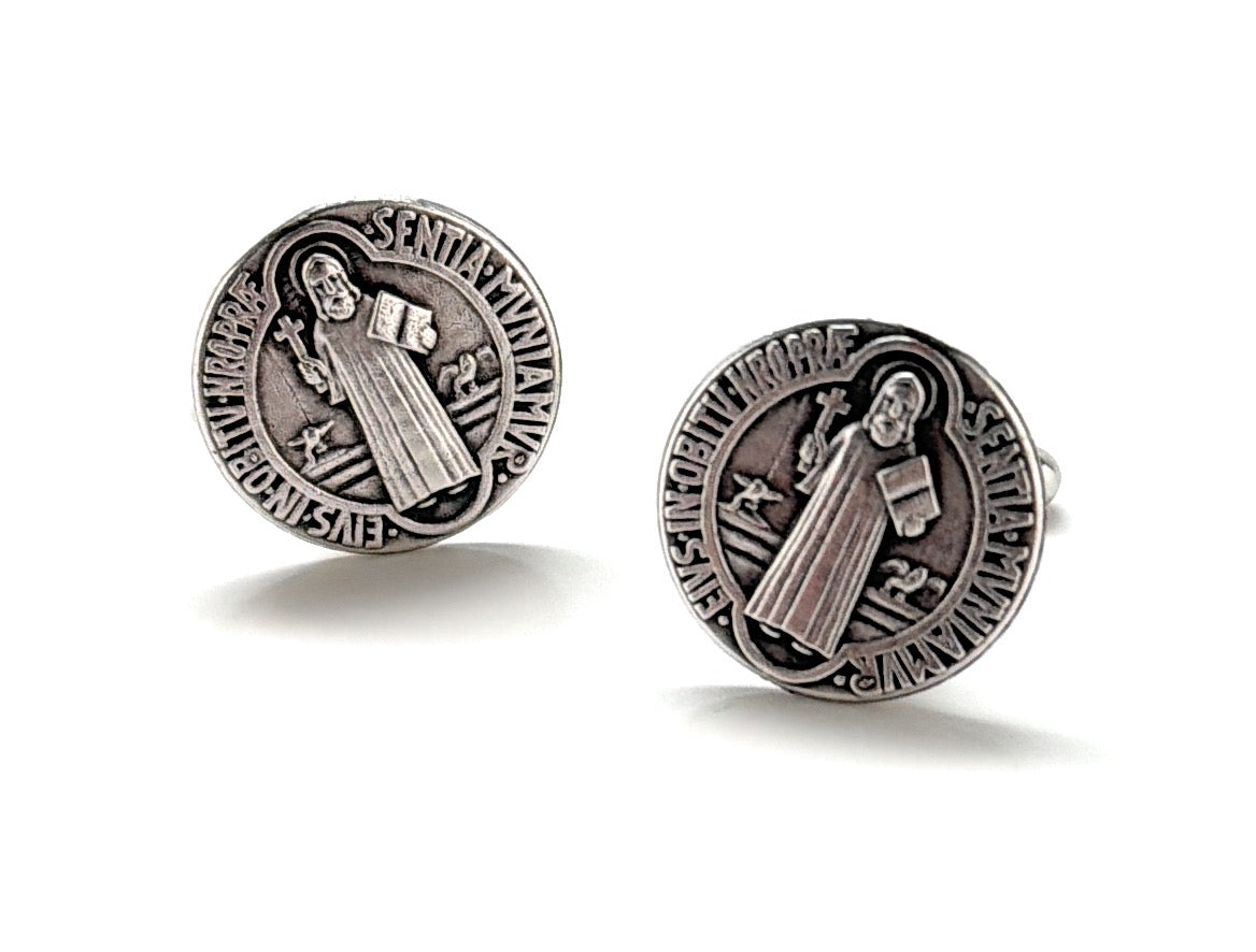 Catholic St Benedict cufflinks for men