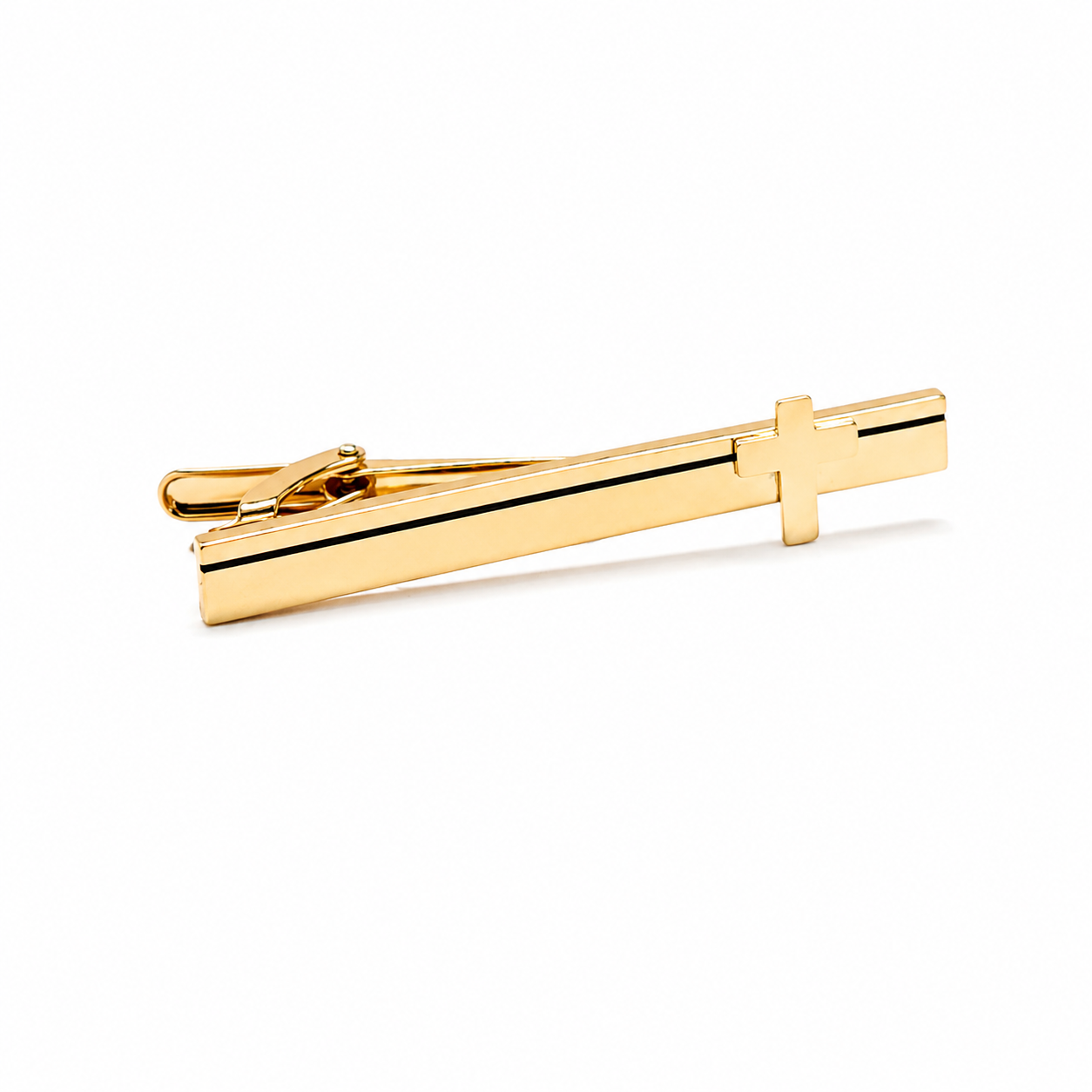 Gold Christian Cross Tie Clip for Men – Elegant Religious Gold Tie Bar for Church, Weddings and Professional Wear