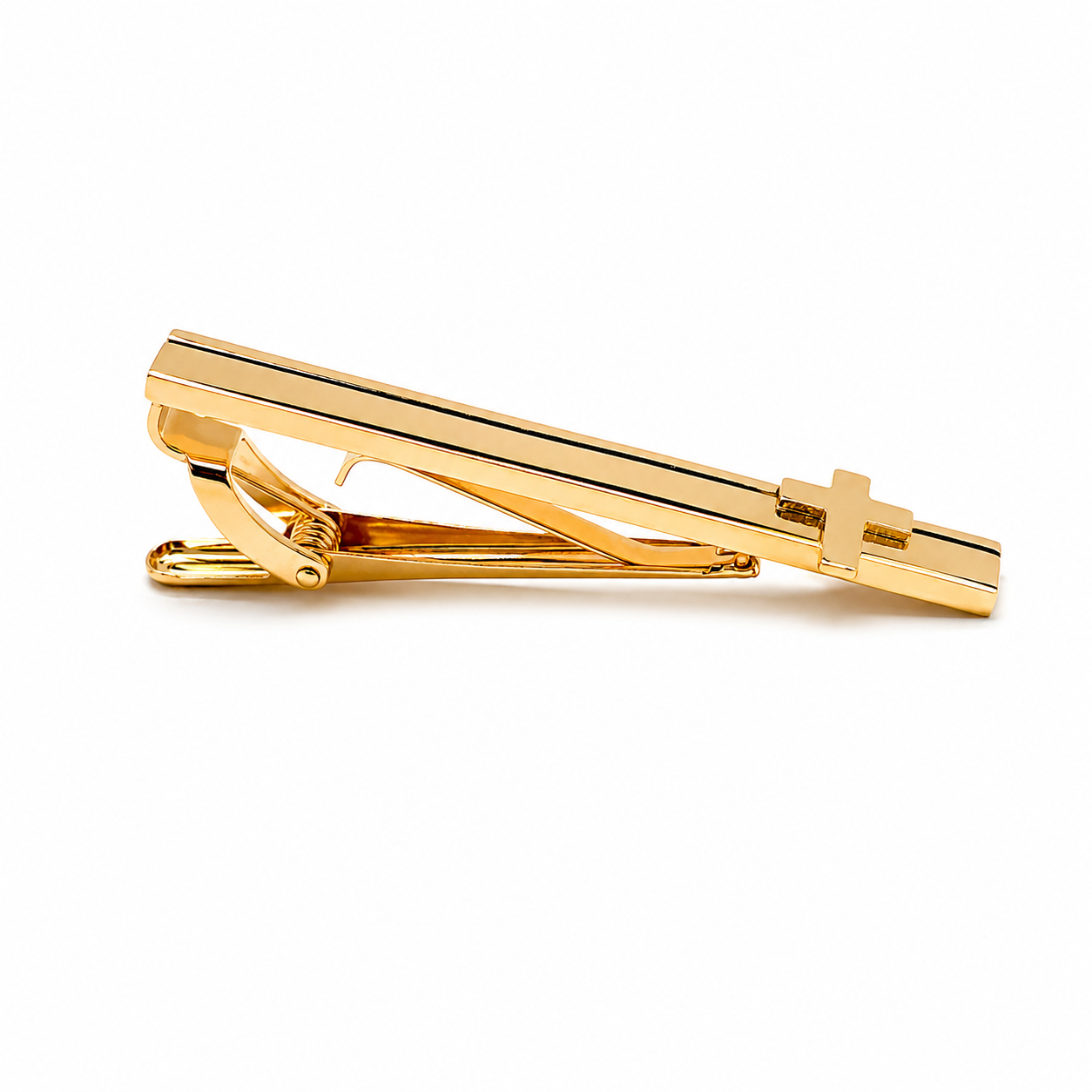Gold Christian Cross Tie Clip for Men – Elegant Religious Gold Tie Bar for Church, Weddings and Professional Wear