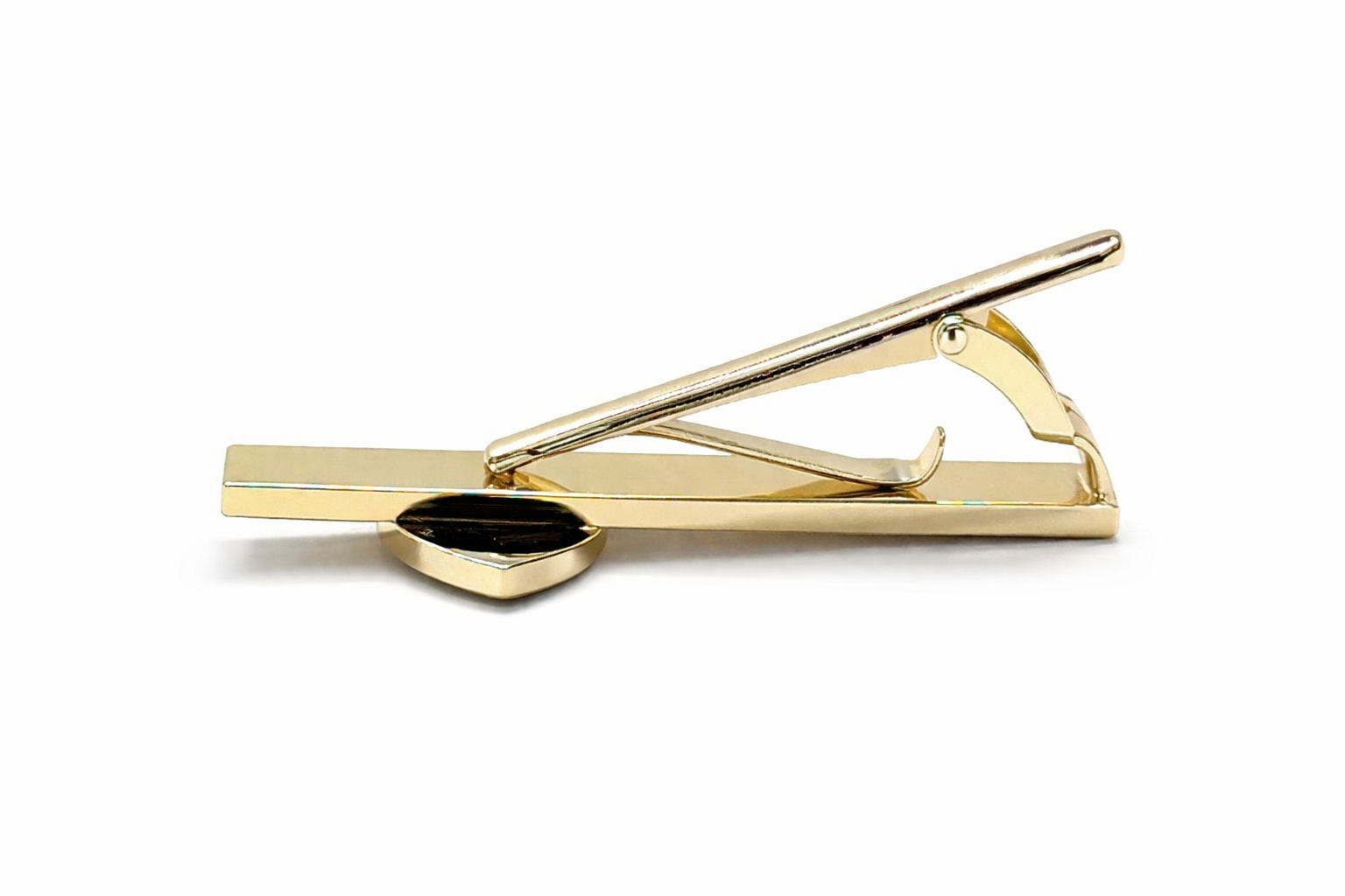 christian tie clip gold formal mens accessory side view