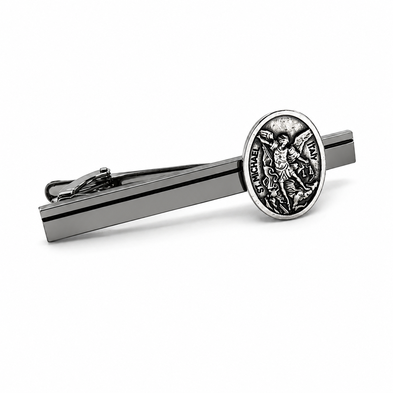 Gunmetal St. Michael Tie Clip