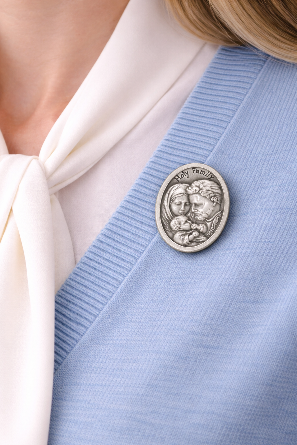 catholic holy family pin made in italy
