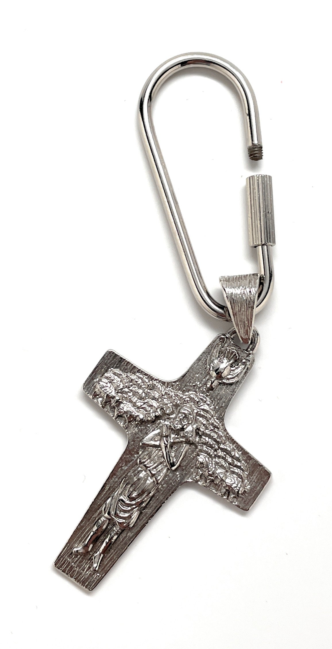 st christopher cross keychain silver