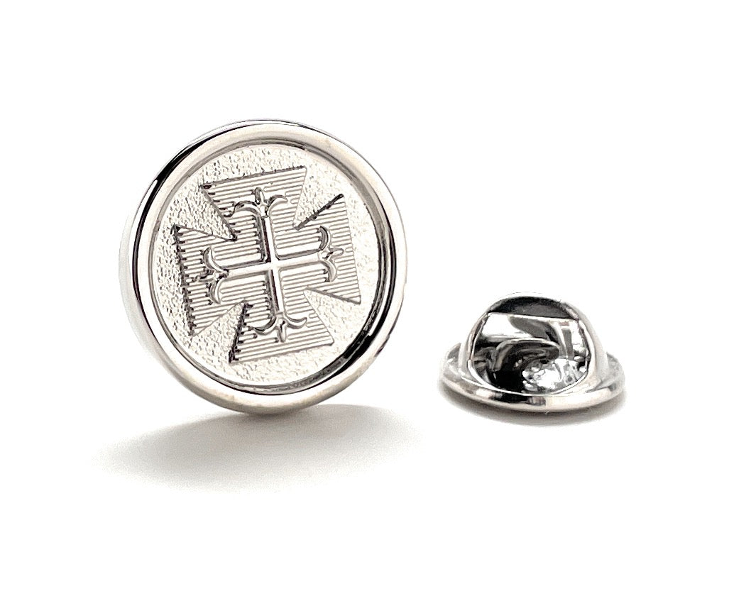 bottone cross lapel pin silver