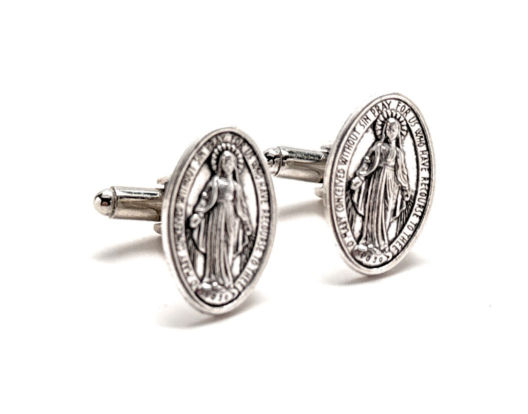 Virgin Mary Catholic cufflinks Our Lady of Grace