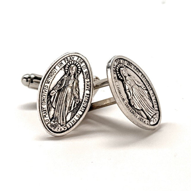 Virgin Mary Catholic cufflinks Our Lady of Grace