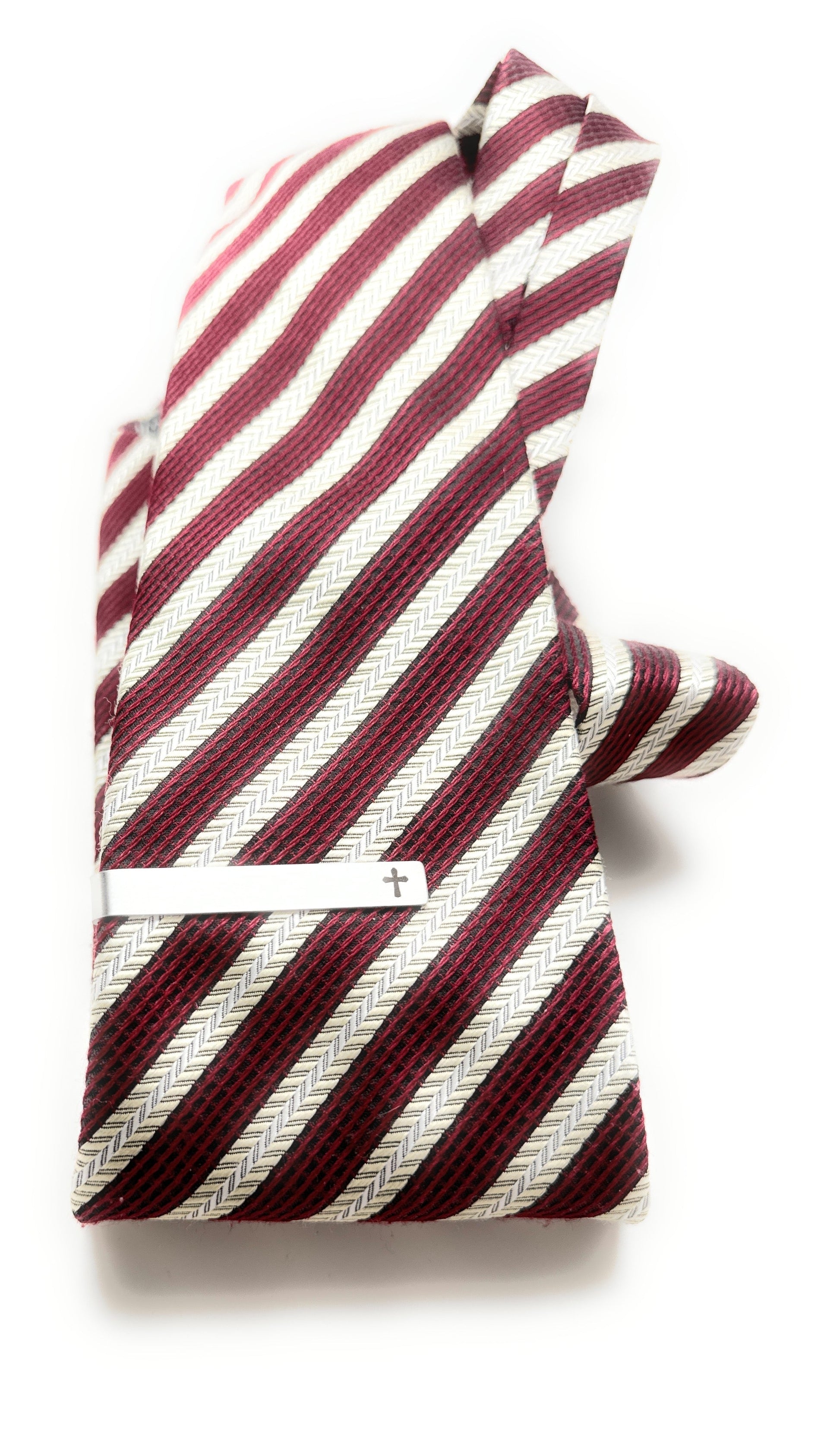 Black enamel cross tie bar for Christian men