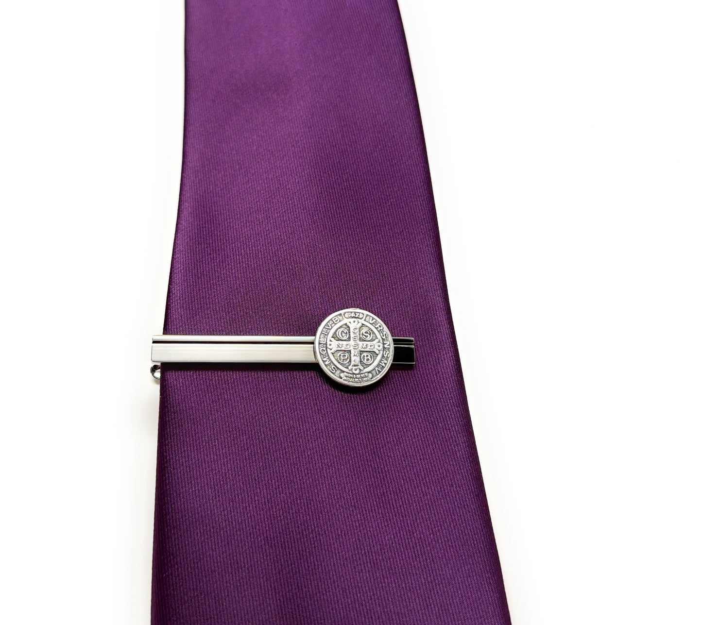 Saint Benedict tie clip wedding accessory for groom groomsmen
