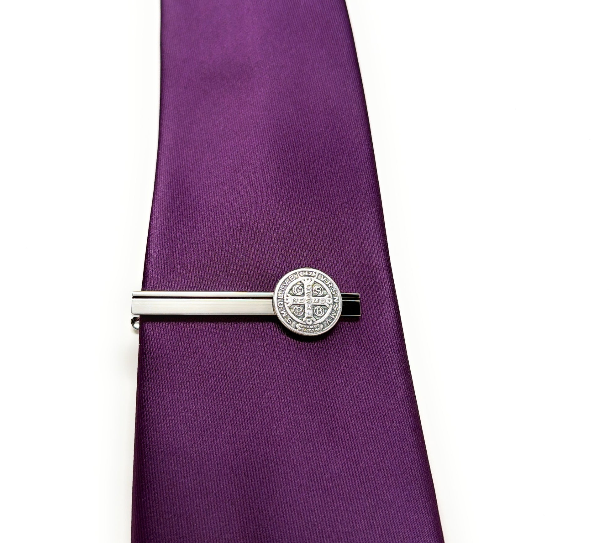 Saint Benedict tie clip wedding accessory for groom groomsmen