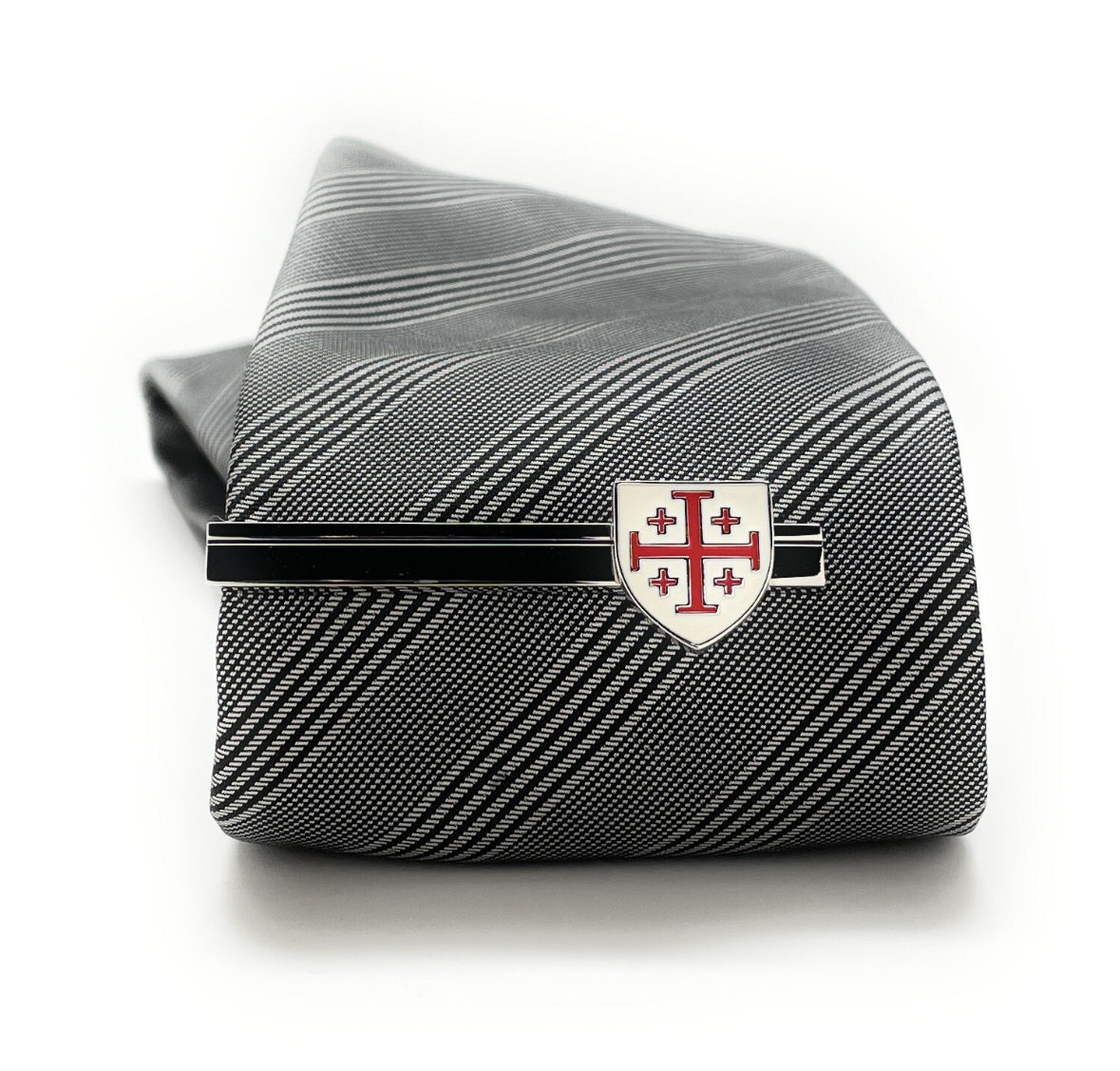 Faith-based silver tie clip for church and formal wear