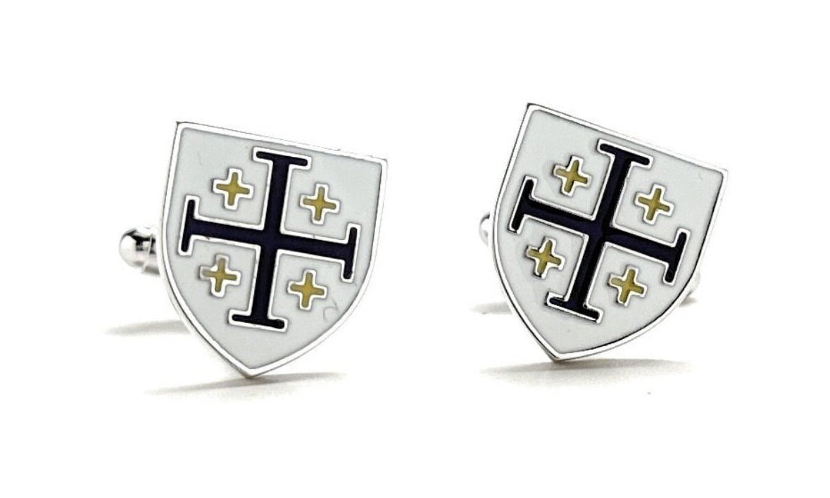 Kings Cross Jerusalem Cross cufflinks royal crusaders shield