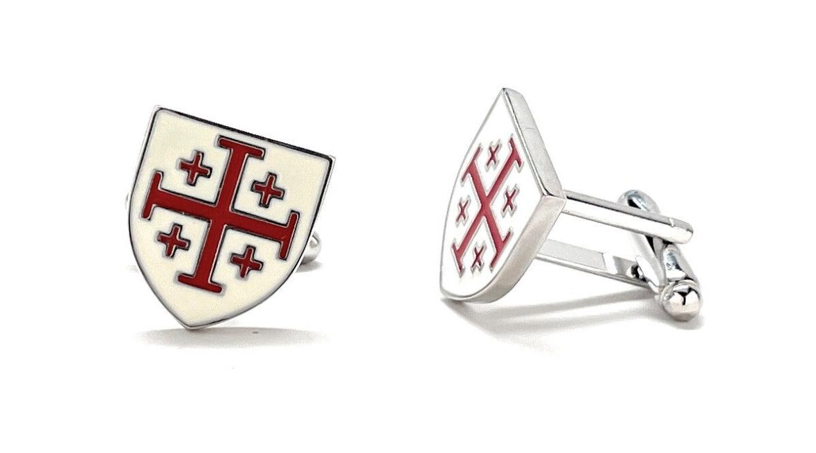 Silver Jerusalem cross cufflinks front view
