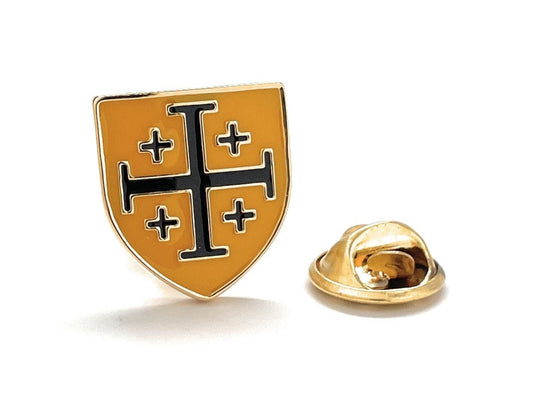 crusaders shield lapel pin black yellow