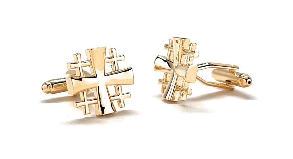 crusader shield cut out cross cufflinks