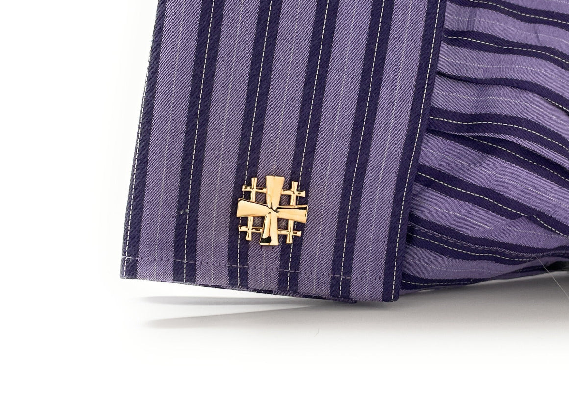 christian cufflinks on french cuff dress shirt