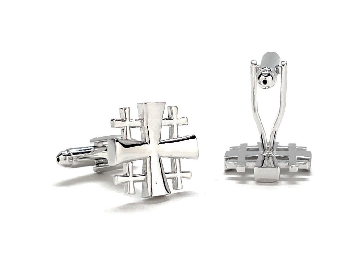 3D cut out Jerusalem cross cufflinks