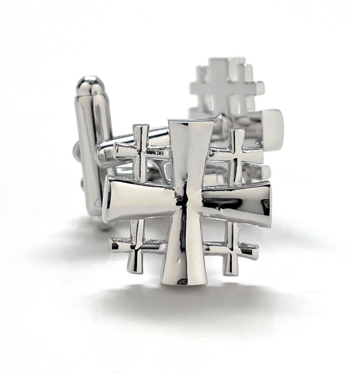 Silver Jerusalem cross cufflinks front view