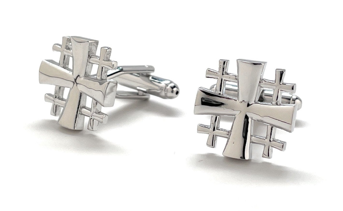 Faith inspired silver cross cufflinks for men