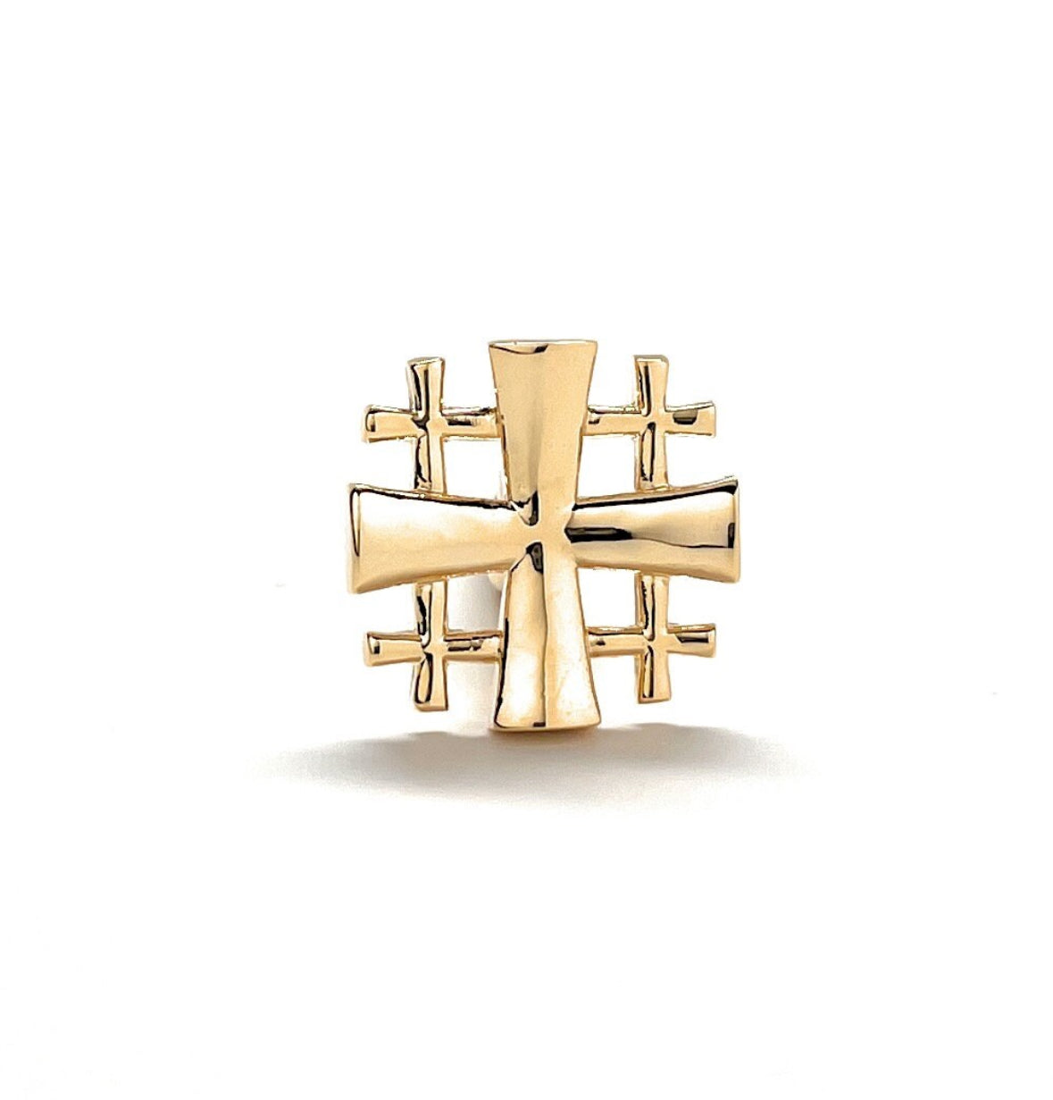 five fold jerusalem cross gold tone pin