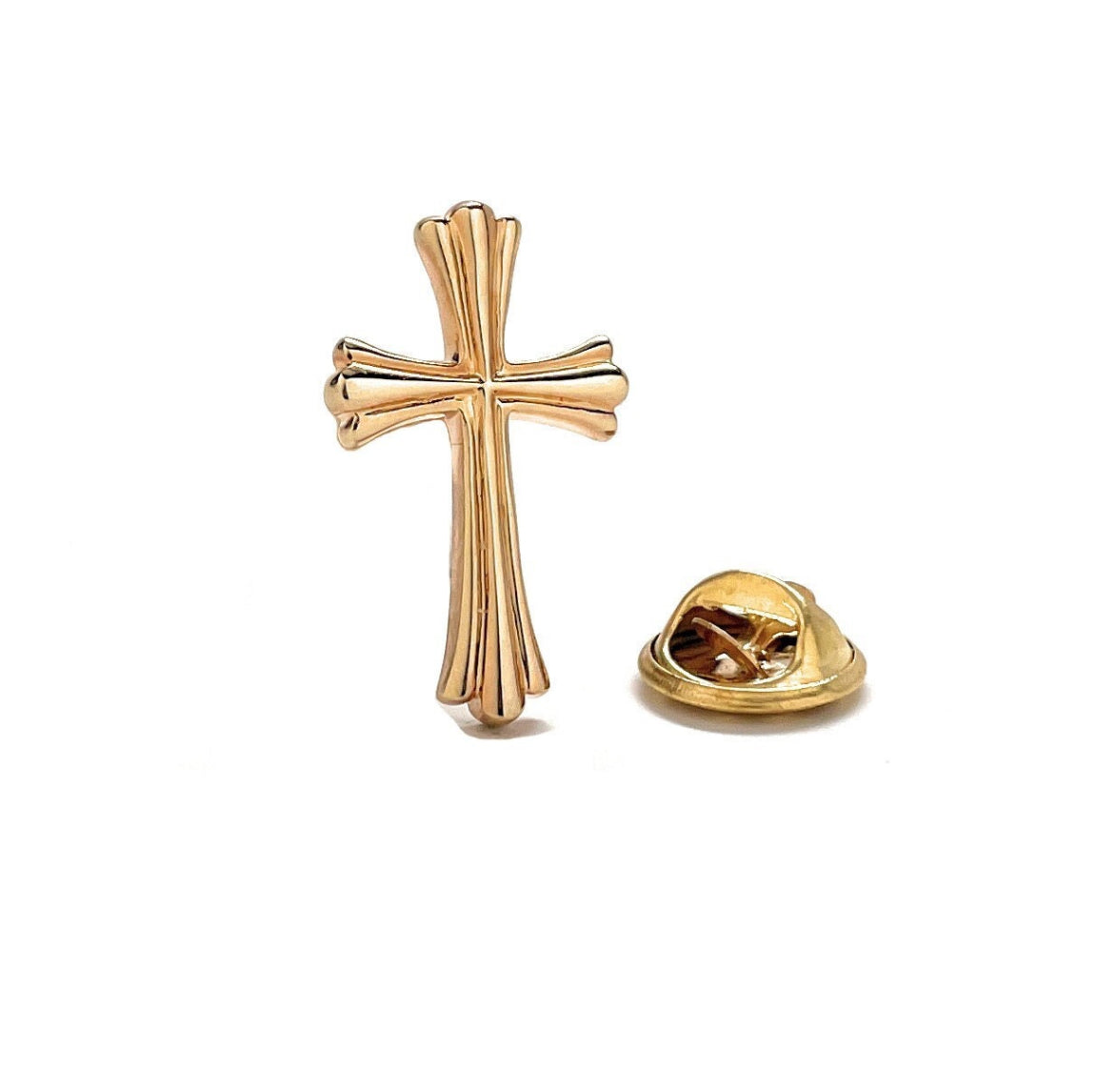 gold cross lapel pin