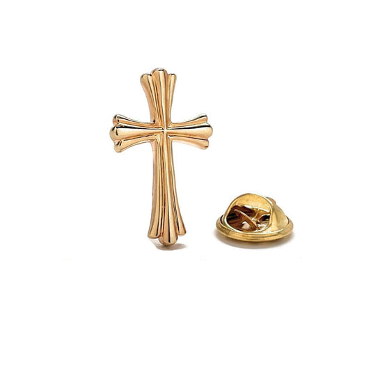 gold cross lapel pin