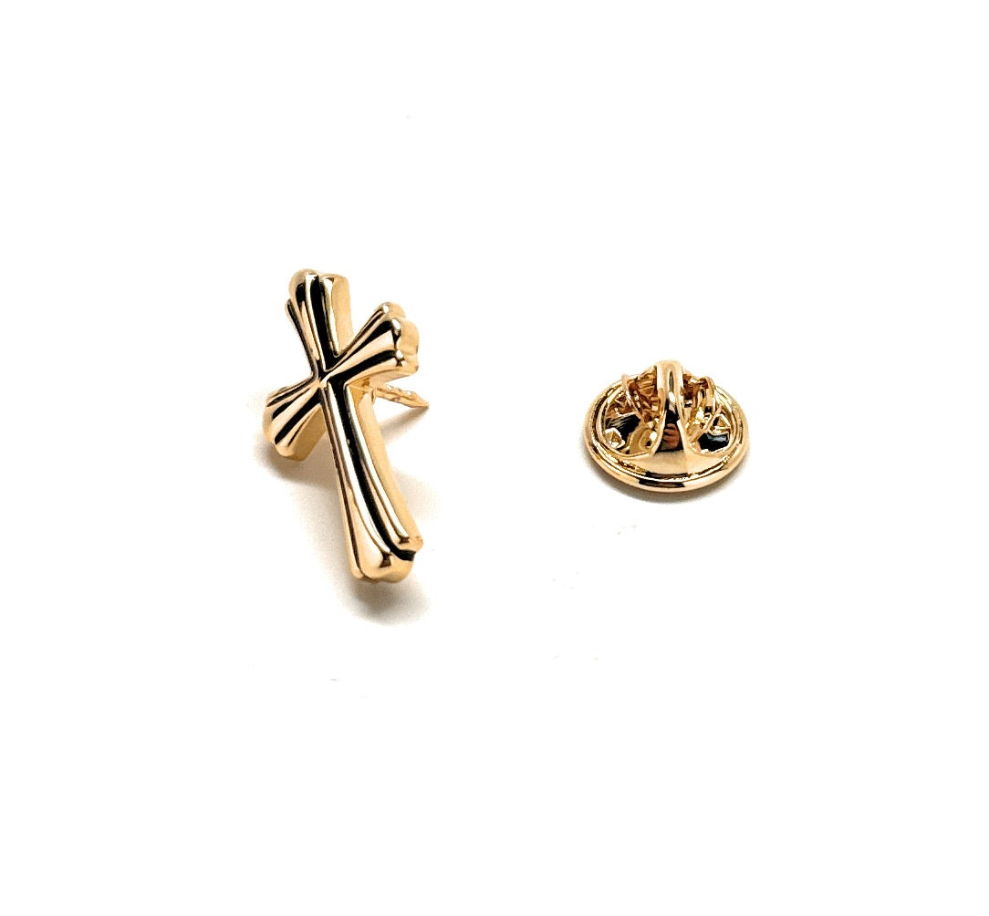 black enamel gold cross religious pin