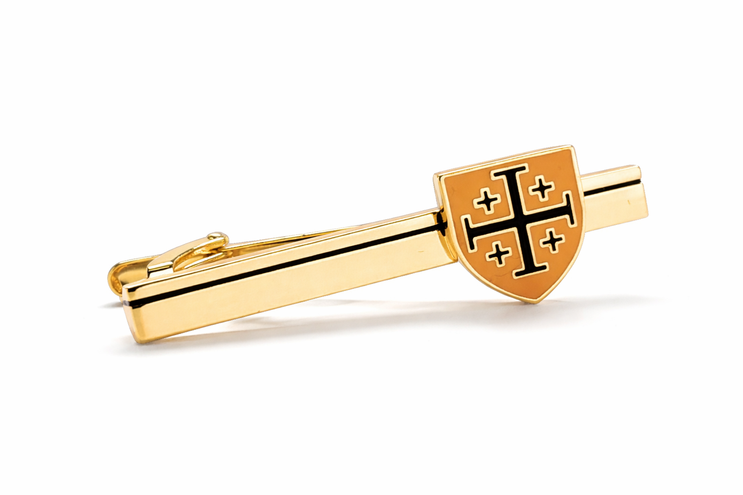 Jerusalem Cross shield gold tie clip Christian men’s accessory
