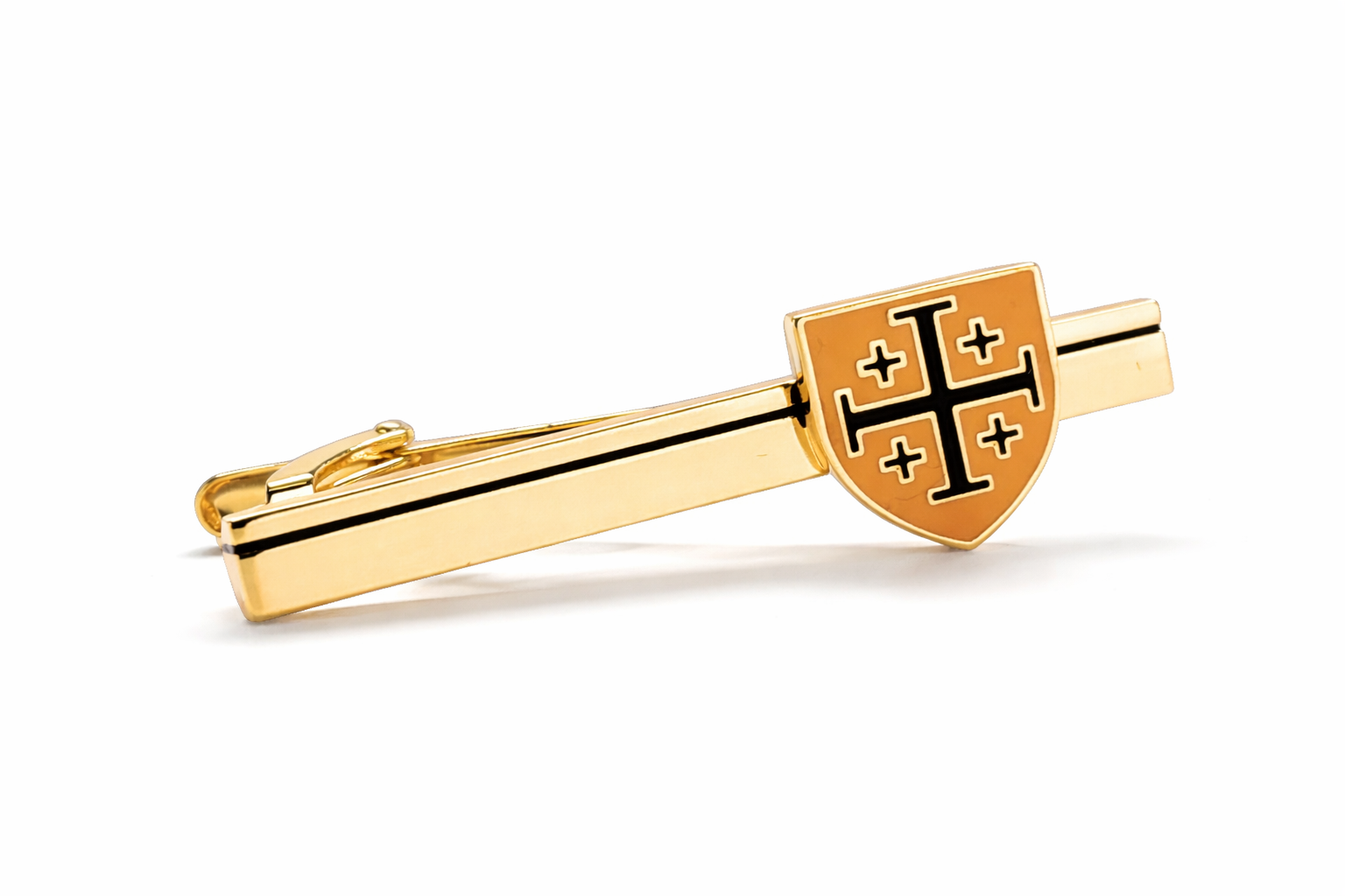 Jerusalem Cross shield gold tie clip Christian men’s accessory