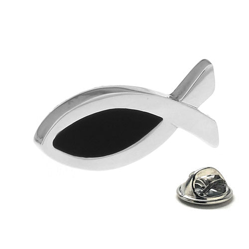 silver ichthys jesus fish lapel pin