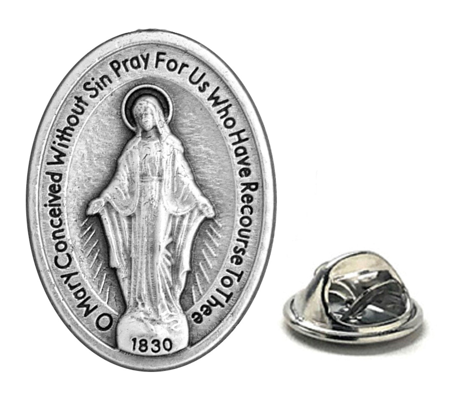miraculous medal mother mary lapel pin made in italy