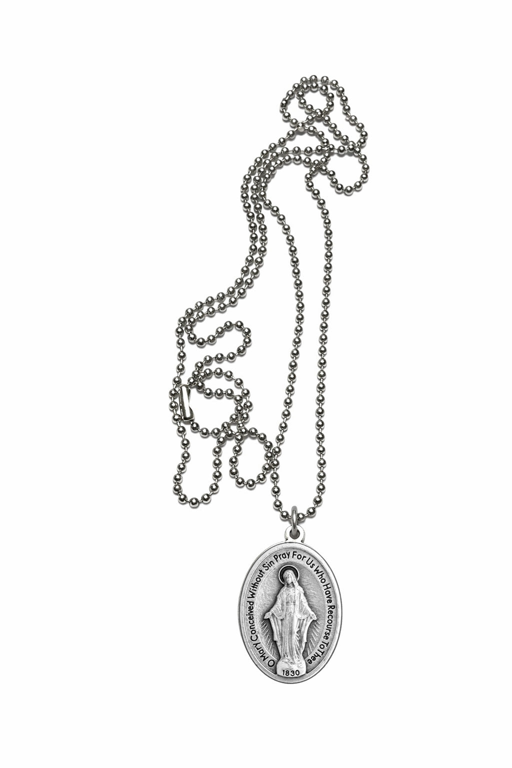 miraculous medal necklace silver tone