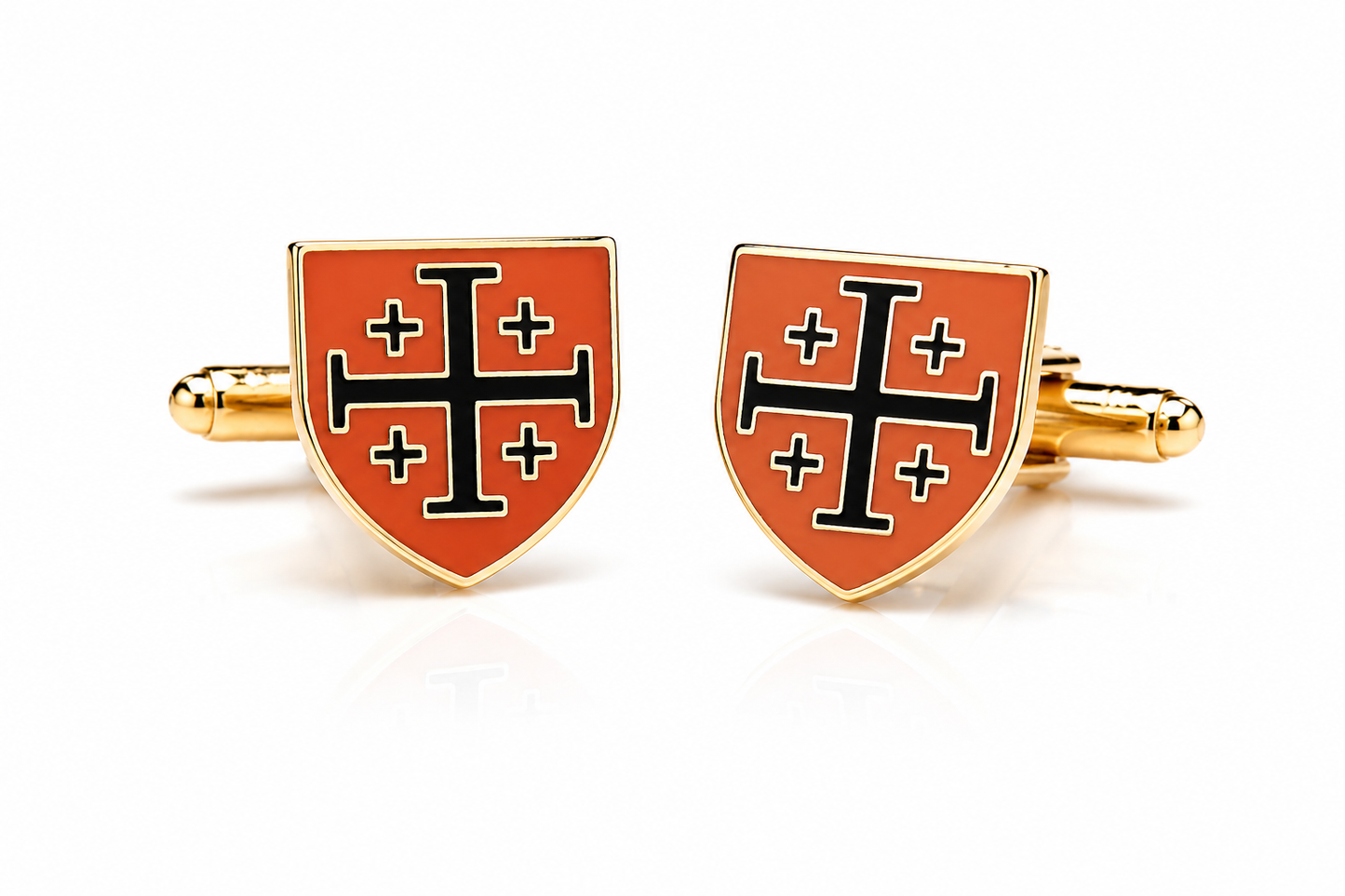 Jerusalem Cross Orange & Black Enamel Christian Jewelry