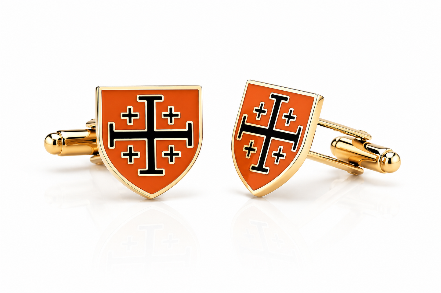 Jerusalem Cross Orange & Black Enamel Christian Jewelry