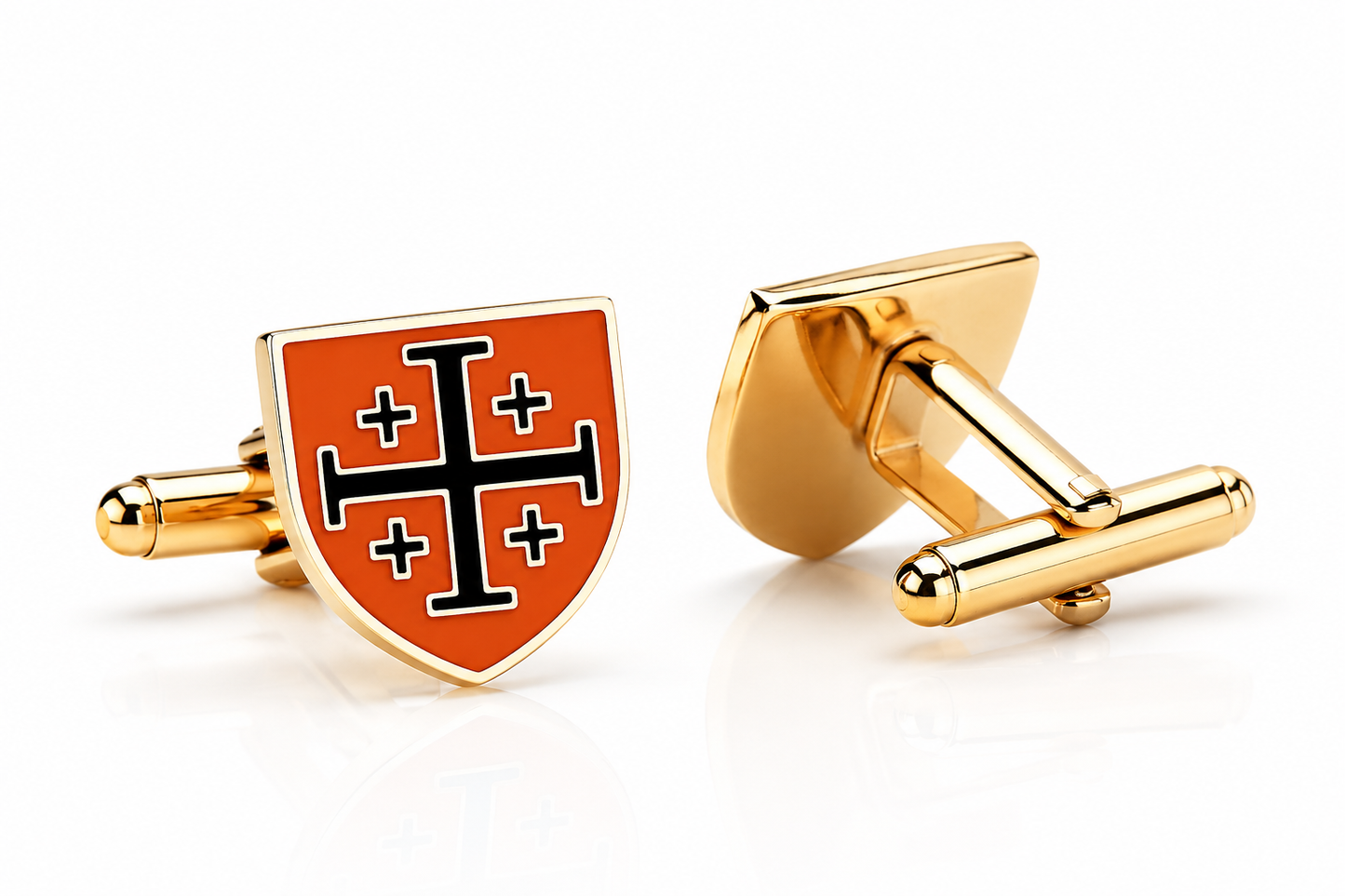 Jerusalem Cross Orange & Black Enamel Christian Jewelry back side