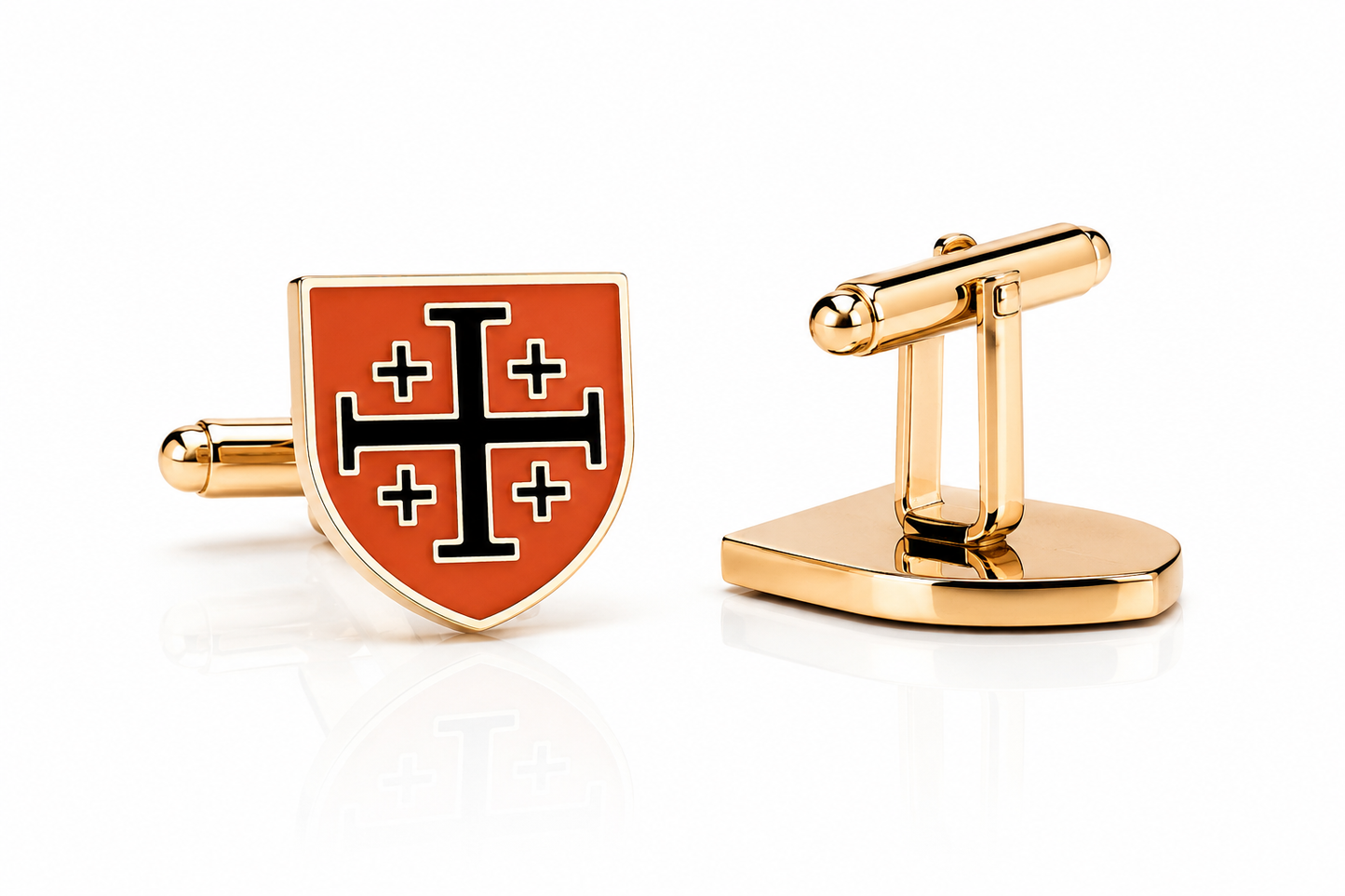Jerusalem Cross Orange & Black Enamel Christian Jewelry side view
