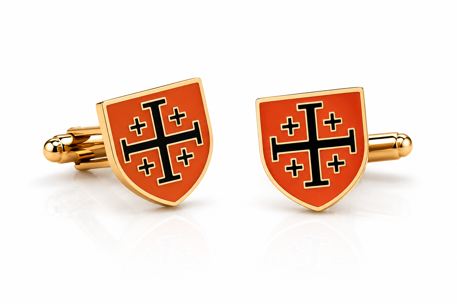 Jerusalem Cross Orange & Black Enamel Christian Jewelry