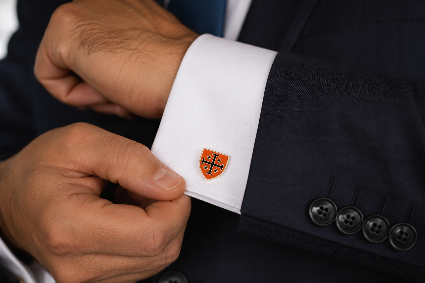 Jerusalem Cross Orange & Black Enamel Christian Jewelry suit