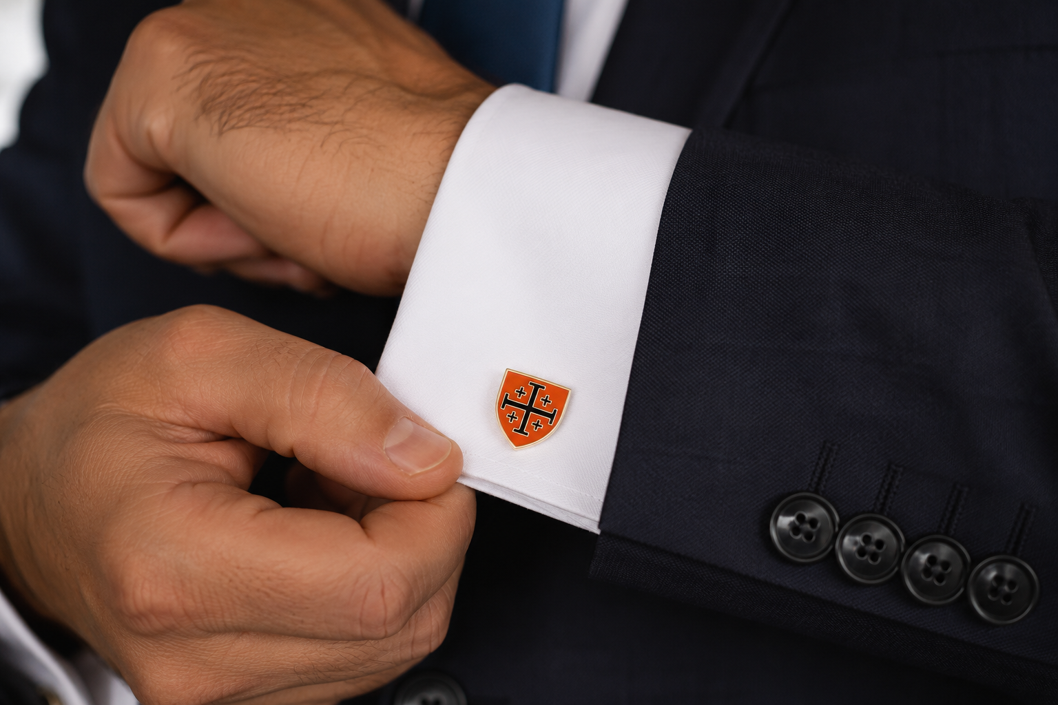 Jerusalem Cross Orange & Black Enamel Christian Jewelry suit
