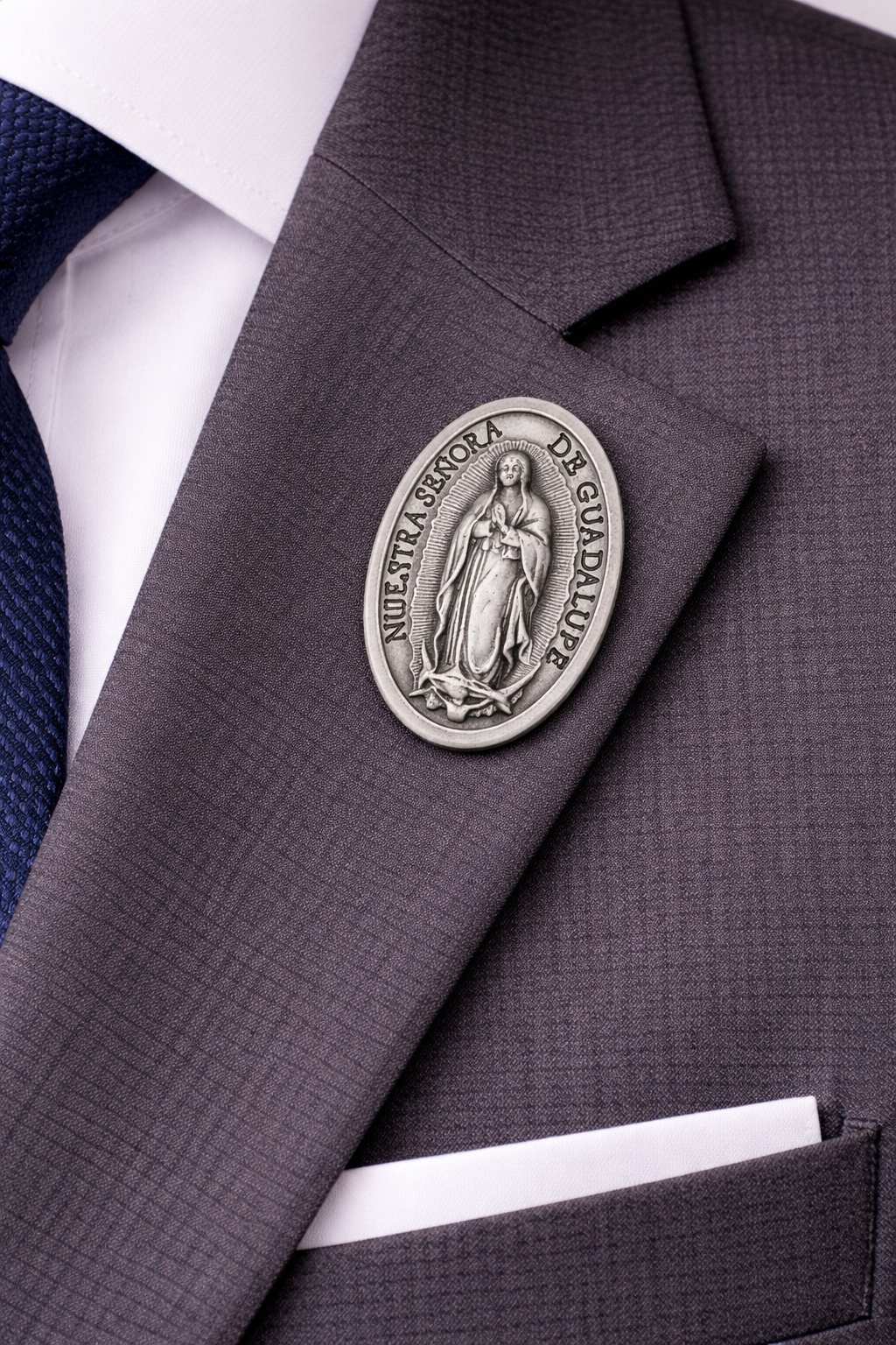 our lady of guadalupe pin on jacket