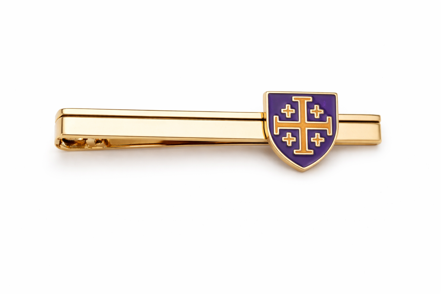 Religious purple gold tie clip for church and ceremonial wear