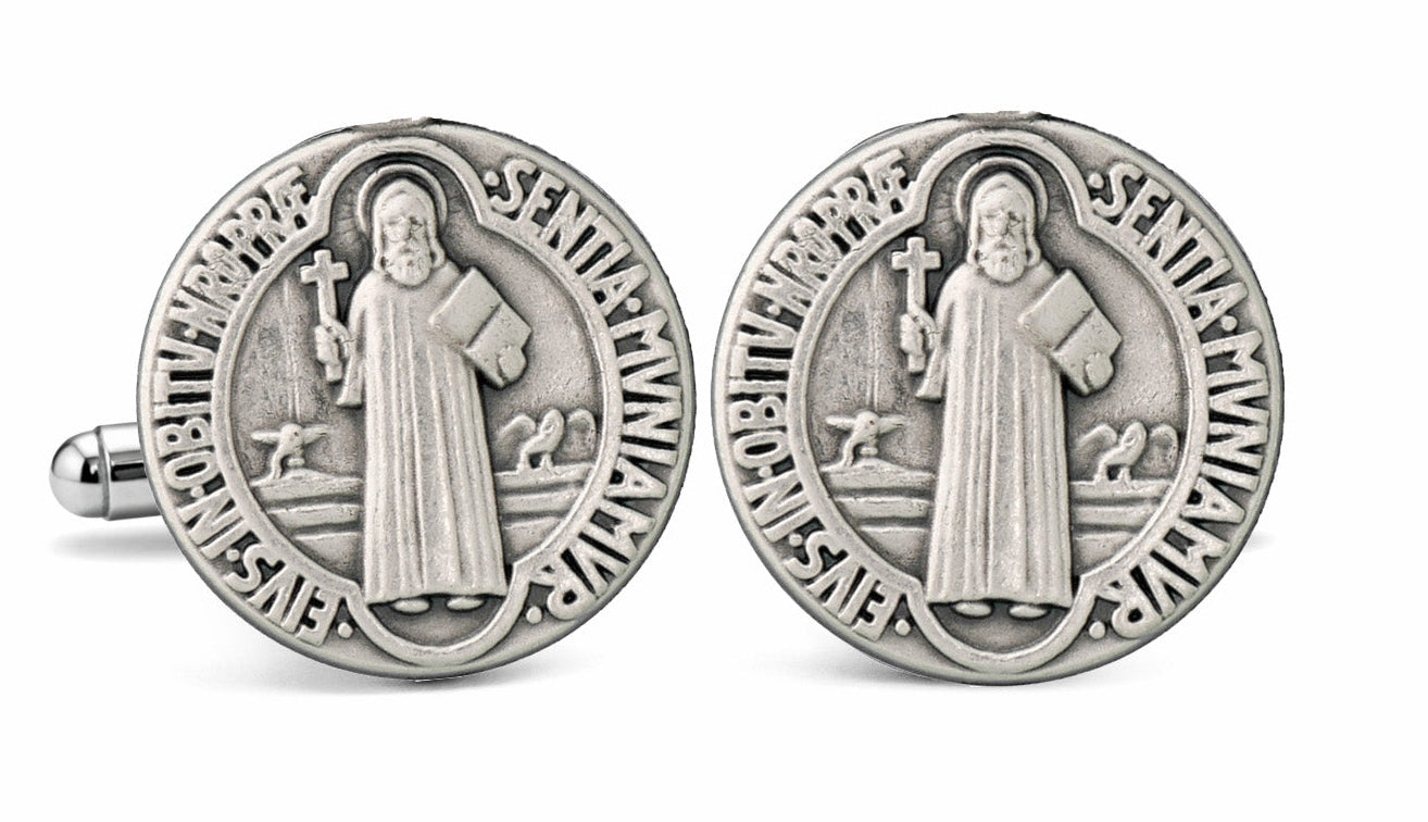 Catholic St Benedict cufflinks for men