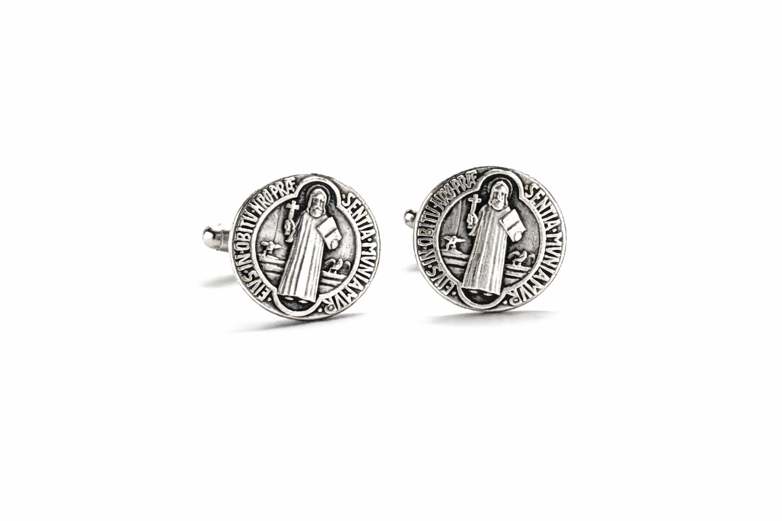 Catholic St Benedict cufflinks for men