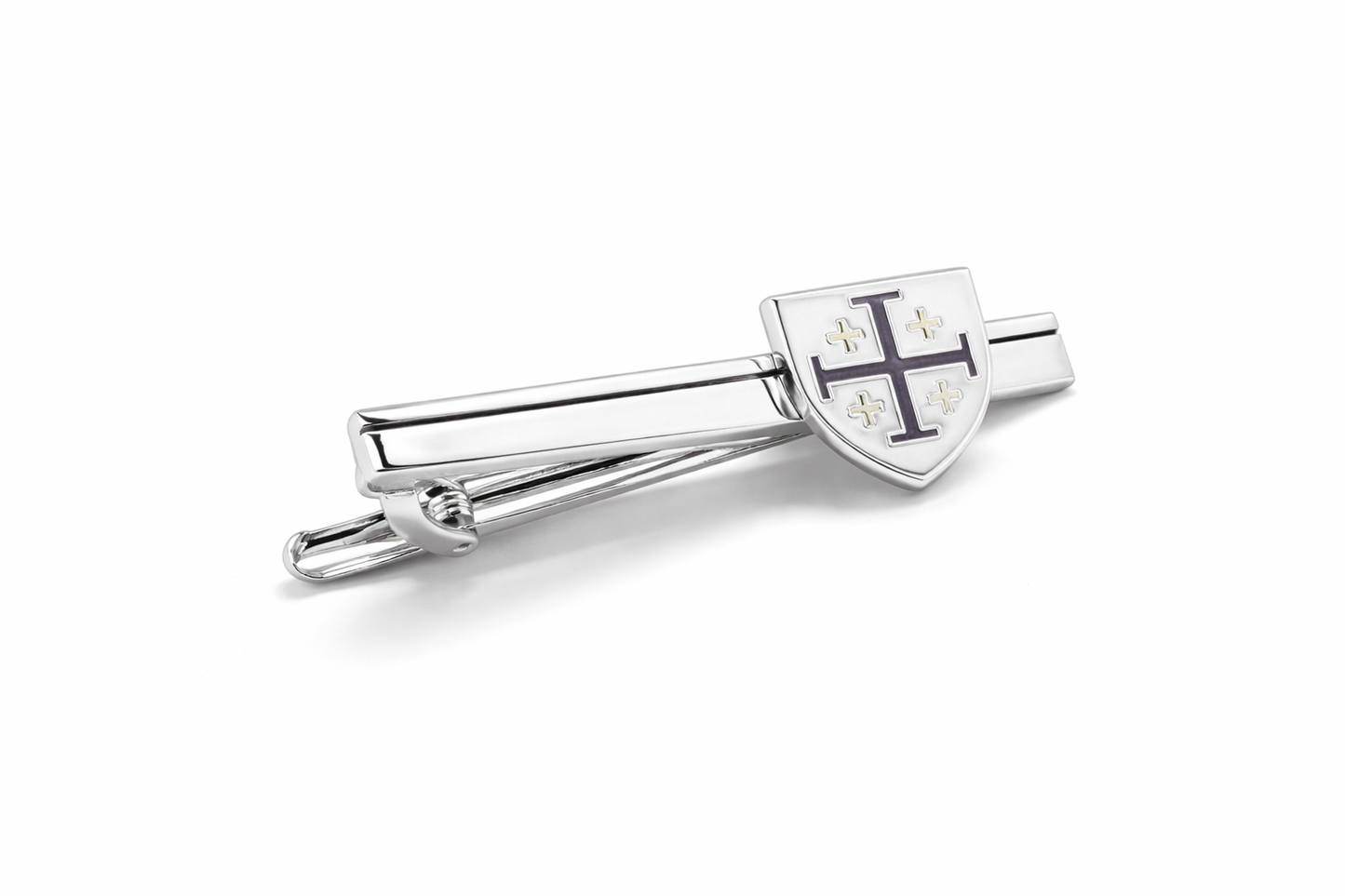 Christian Jerusalem Cross tie bar for men silver religious accessory