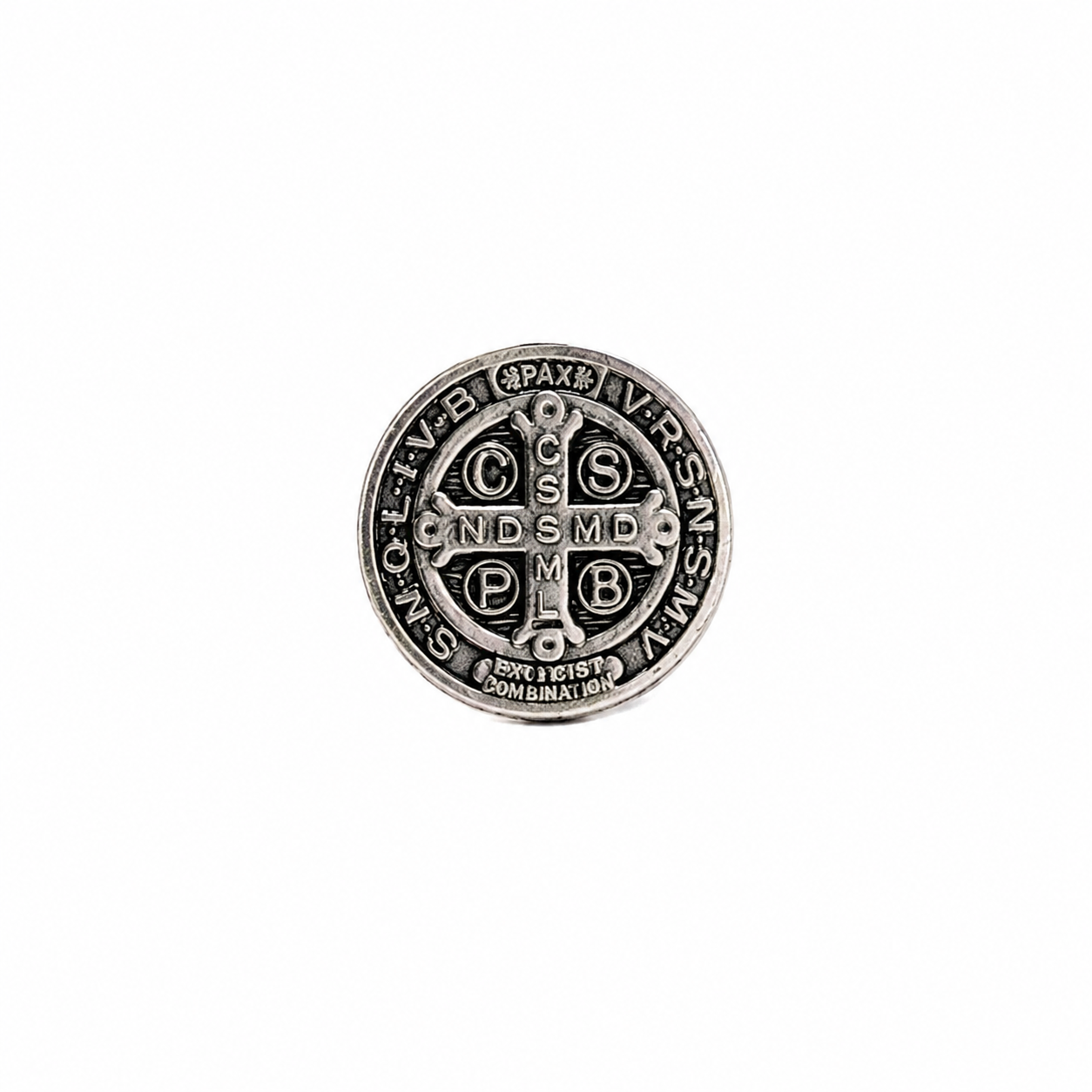 Saint Benedict Medal Lapel Pin Silver Catholic Christian Religious Pin for Men