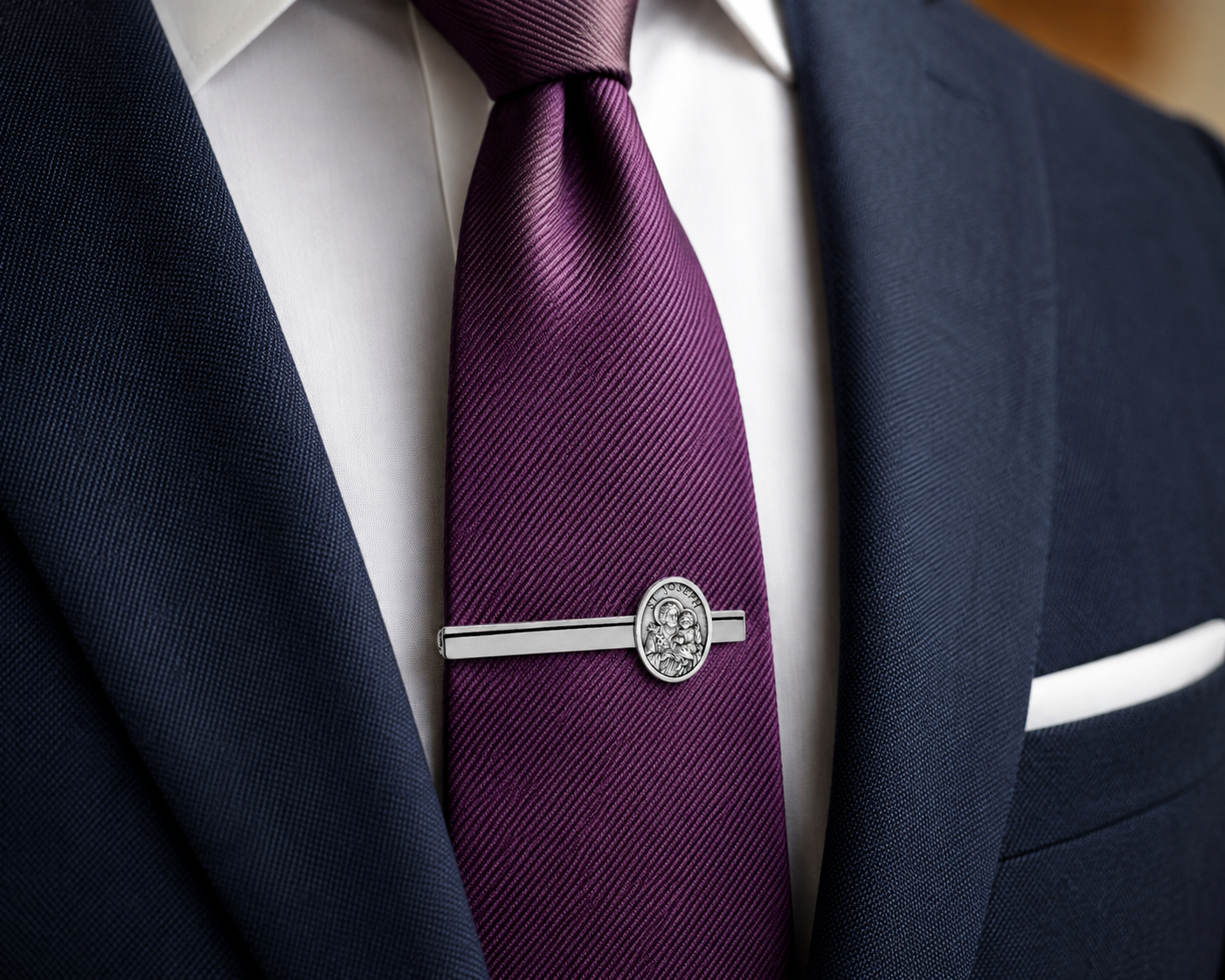 religious tie clip patron saint of fathers mens accessory