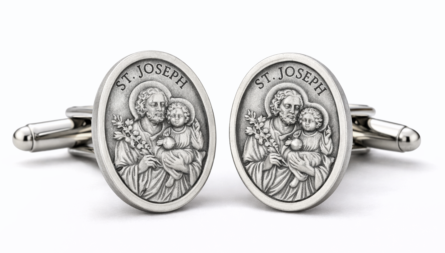 St. Joseph Catholic cufflinks made in Italy