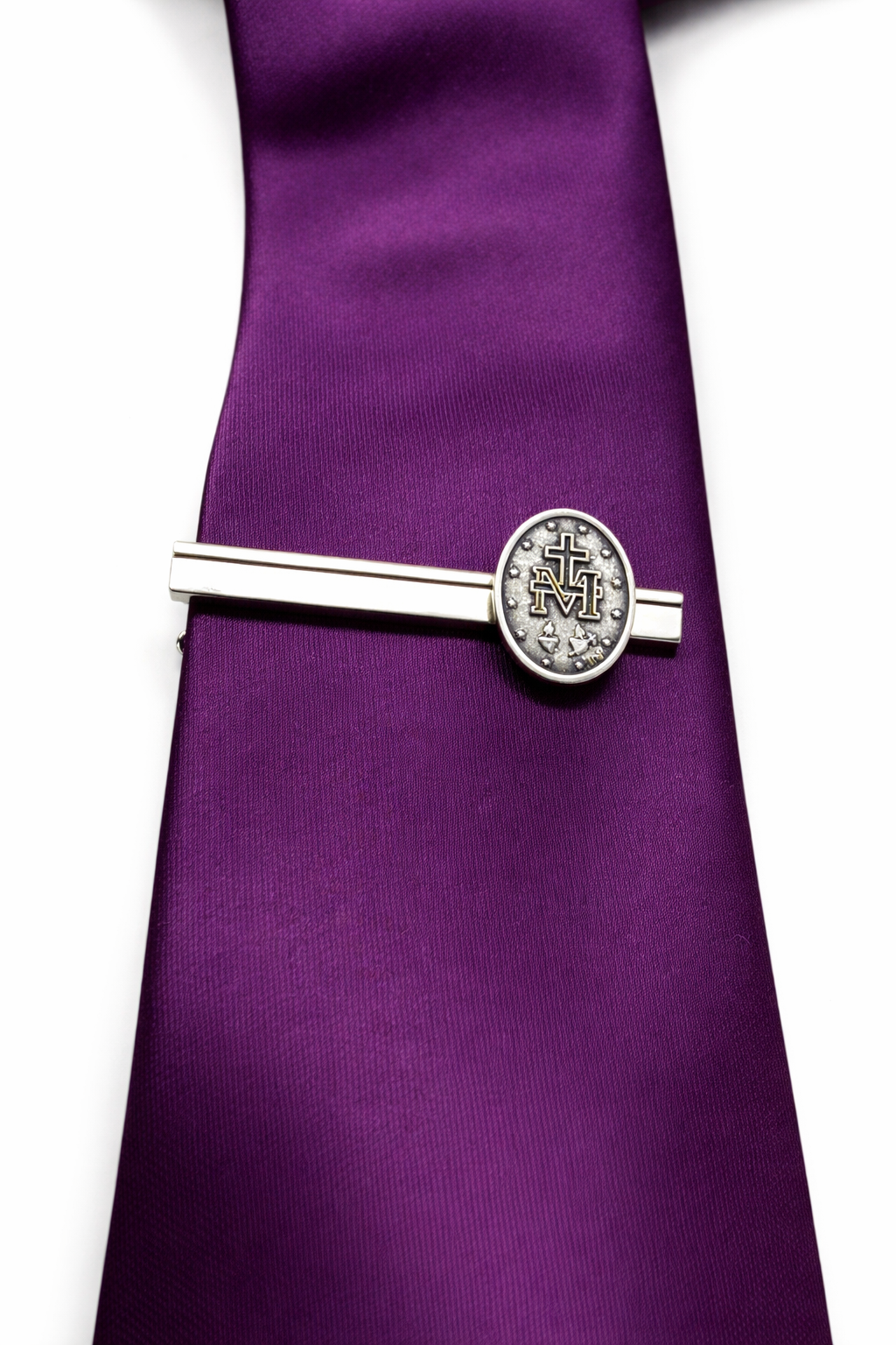 miraculous medal tie clip for men catholic jewelry
